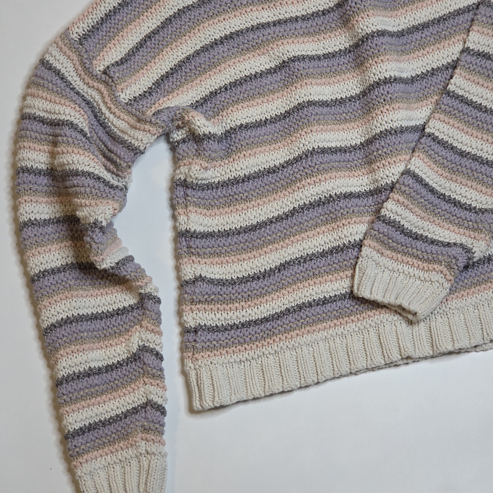 Parkhurst 100% Cotton Striped Purple, Pink & White Women's Sweater - Picture 2 of 2